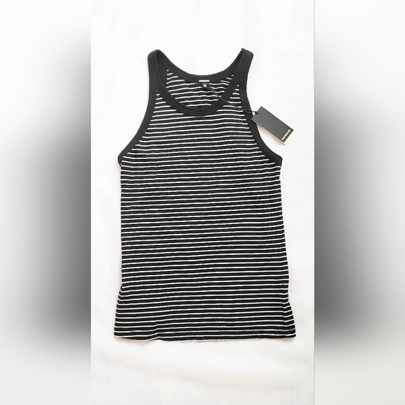 NWT! Cotton Striped Narrow Tank by Monrow Women's Size XS - Picture 9 of 10